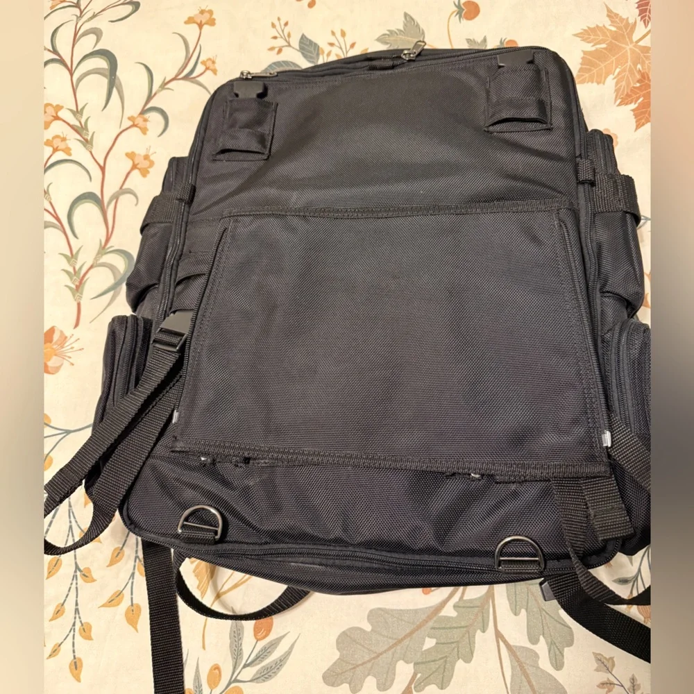 T-Bags Black Canvas Moto Backpack‎